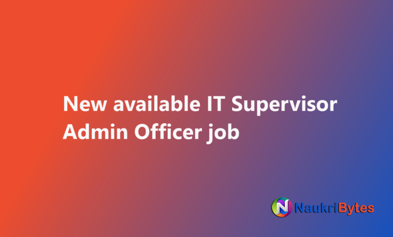 Job of IT Supervisor, Admin Officer in Karachi 2025 available