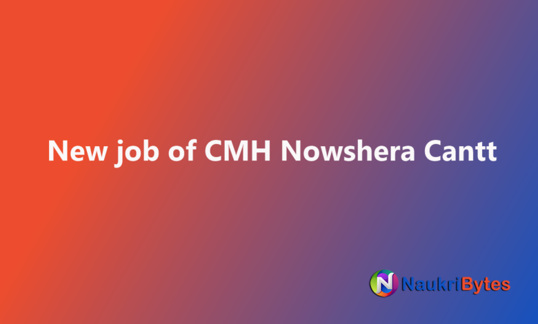 Latest available job of CMH Nowshera Cantt Record Keeper & Database Admin Combined Military Hospital