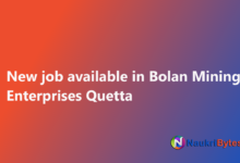 Latest available job of Bolan Mining Enterprises Quetta Civil Maintenance Engineers