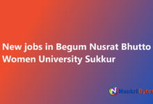Latest available job in Begum Nusrat Bhutto Women University Sukkur Teaching Faculty