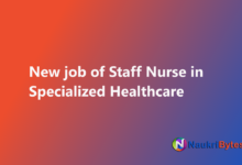 Latest available job of Staff Nurse in Specialized Healthcare and Medical Education Department Punjab